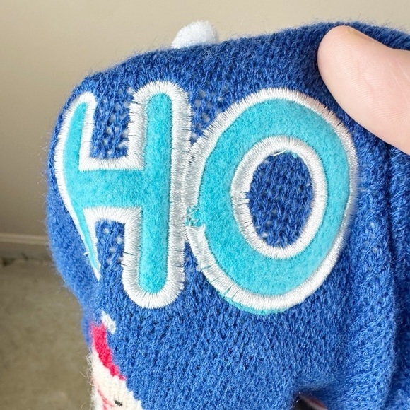 Blue Embroidered Ho Ho Ho Ugly Merry Christmas Sweater Size Large - Picture 6 of 6